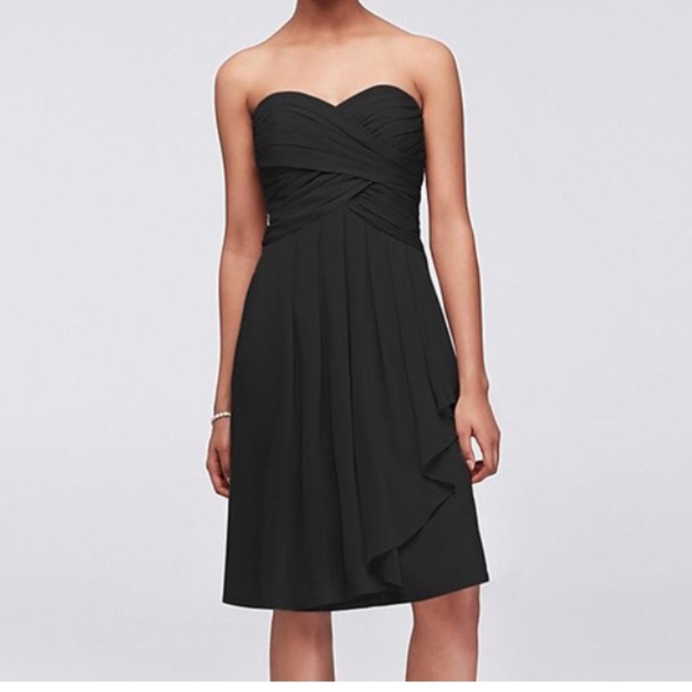David’s Bridal black strapless dress